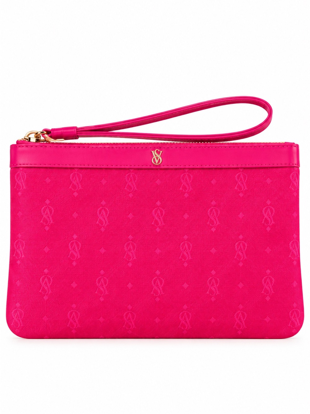 Victoria's Secret Signature Hot Pink Wristlet Clutch Make Up Bag